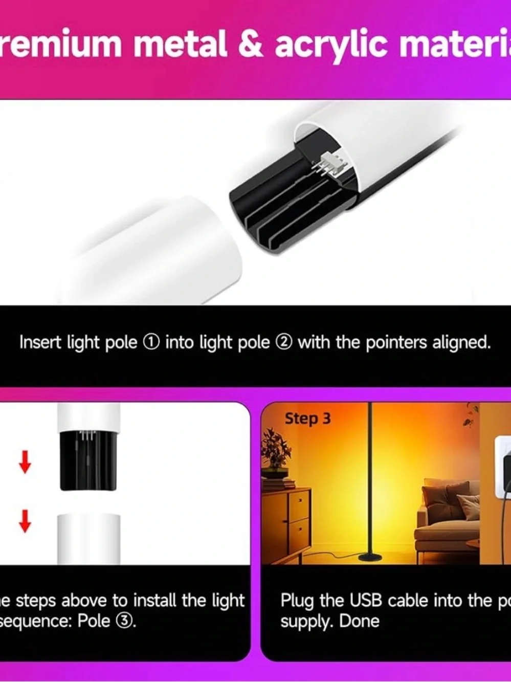 LED Ambient TV Backlight & Floor Lamp - Multicolor